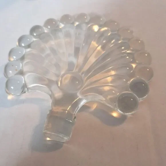 Perfume Bottle With Fan Stopper Vintage Large Clear Glass Footed 8" - Picture 5 of 10